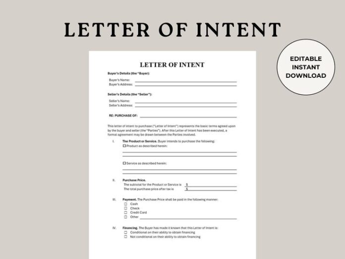 Letter of Intent Real Estate